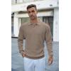 imageCOOFANDY Mens Knit Polo Shirts Long Sleeve Sweater Casual Polo Shirts Lightweight Collared T ShirtsGray Camel