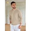 imageCOOFANDY Mens Knit Polo Shirts Long Sleeve Sweater Casual Polo Shirts Lightweight Collared T ShirtsKhaki