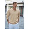 imageCOOFANDY Mens Knit Polo Shirts Long Sleeve Sweater Casual Polo Shirts Lightweight Collared T ShirtsKhaki