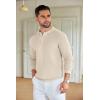 imageCOOFANDY Mens Knit Polo Shirts Long Sleeve Sweater Casual Polo Shirts Lightweight Collared T ShirtsLight Khaki