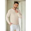 imageCOOFANDY Mens Knit Polo Shirts Long Sleeve Sweater Casual Polo Shirts Lightweight Collared T ShirtsLight Khaki