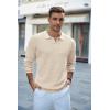 imageCOOFANDY Mens Knit Polo Shirts Long Sleeve Sweater Casual Polo Shirts Lightweight Collared T ShirtsLight Khaki