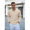 imageCOOFANDY Mens Knit Polo Shirts Long Sleeve Sweater Casual Polo Shirts Lightweight Collared T ShirtsLight Khaki