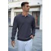 imageCOOFANDY Mens Knit Polo Shirts Long Sleeve Sweater Casual Polo Shirts Lightweight Collared T ShirtsNavy Blue