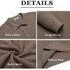 imageCOOFANDY Mens Knit Polo Shirts Long Sleeve Sweater Polo Lightweight Fashion Casual Collared T ShirtsBrown and Grey