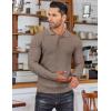 imageCOOFANDY Mens Knit Polo Shirts Long Sleeve Sweater Polo Lightweight Fashion Casual Collared T ShirtsBrown and Grey