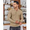 imageCOOFANDY Mens Knit Polo Shirts Long Sleeve Sweater Polo Lightweight Fashion Casual Collared T ShirtsKhaki