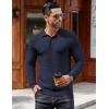 imageCOOFANDY Mens Knit Polo Shirts Long Sleeve Sweater Polo Lightweight Fashion Casual Collared T ShirtsNavy Blue