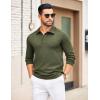 imageCOOFANDY Mens Knit Polo Sweater Long Sleeve Polo Collared Sweaters Hidden Button Casual Pullover SweaterArmy Green
