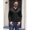 imageCOOFANDY Mens Knit Polo Sweater Long Sleeve Polo Collared Sweaters Hidden Button Casual Pullover SweaterBlack