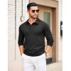 imageCOOFANDY Mens Knit Polo Sweater Long Sleeve Polo Collared Sweaters Hidden Button Casual Pullover SweaterBlack