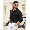 imageCOOFANDY Mens Knit Polo Sweater Long Sleeve Polo Collared Sweaters Hidden Button Casual Pullover SweaterBlack