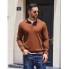 imageCOOFANDY Mens Knit Polo Sweater Long Sleeve Polo Collared Sweaters Hidden Button Casual Pullover SweaterBrown