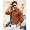 imageCOOFANDY Mens Knit Polo Sweater Long Sleeve Polo Collared Sweaters Hidden Button Casual Pullover SweaterBrown
