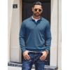 imageCOOFANDY Mens Knit Polo Sweater Long Sleeve Polo Collared Sweaters Hidden Button Casual Pullover SweaterDark Blue