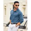 imageCOOFANDY Mens Knit Polo Sweater Long Sleeve Polo Collared Sweaters Hidden Button Casual Pullover SweaterDark Blue