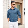 imageCOOFANDY Mens Knit Polo Sweater Long Sleeve Polo Collared Sweaters Hidden Button Casual Pullover SweaterDark Blue