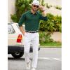 imageCOOFANDY Mens Knit Polo Sweater Long Sleeve Polo Collared Sweaters Hidden Button Casual Pullover SweaterDark Green
