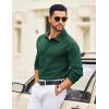 imageCOOFANDY Mens Knit Polo Sweater Long Sleeve Polo Collared Sweaters Hidden Button Casual Pullover SweaterDark Green