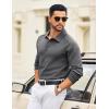 imageCOOFANDY Mens Knit Polo Sweater Long Sleeve Polo Collared Sweaters Hidden Button Casual Pullover SweaterDark Grey