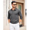 imageCOOFANDY Mens Knit Polo Sweater Long Sleeve Polo Collared Sweaters Hidden Button Casual Pullover SweaterDark Grey