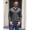 imageCOOFANDY Mens Knit Polo Sweater Long Sleeve Polo Collared Sweaters Hidden Button Casual Pullover SweaterDark Grey