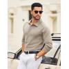imageCOOFANDY Mens Knit Polo Sweater Long Sleeve Polo Collared Sweaters Hidden Button Casual Pullover SweaterKhaki