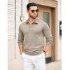 imageCOOFANDY Mens Knit Polo Sweater Long Sleeve Polo Collared Sweaters Hidden Button Casual Pullover SweaterKhaki