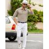 imageCOOFANDY Mens Knit Polo Sweater Long Sleeve Polo Collared Sweaters Hidden Button Casual Pullover SweaterKhaki