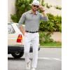 imageCOOFANDY Mens Knit Polo Sweater Long Sleeve Polo Collared Sweaters Hidden Button Casual Pullover SweaterLight Grey