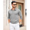 imageCOOFANDY Mens Knit Polo Sweater Long Sleeve Polo Collared Sweaters Hidden Button Casual Pullover SweaterLight Grey