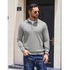 imageCOOFANDY Mens Knit Polo Sweater Long Sleeve Polo Collared Sweaters Hidden Button Casual Pullover SweaterLight Grey