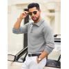 imageCOOFANDY Mens Knit Polo Sweater Long Sleeve Polo Collared Sweaters Hidden Button Casual Pullover SweaterLight Grey