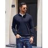 imageCOOFANDY Mens Knit Polo Sweater Long Sleeve Polo Collared Sweaters Hidden Button Casual Pullover SweaterNavy Blue