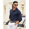 imageCOOFANDY Mens Knit Polo Sweater Long Sleeve Polo Collared Sweaters Hidden Button Casual Pullover SweaterNavy Blue