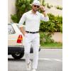 imageCOOFANDY Mens Knit Polo Sweater Long Sleeve Polo Collared Sweaters Hidden Button Casual Pullover SweaterWhite
