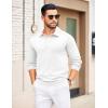 imageCOOFANDY Mens Knit Polo Sweater Long Sleeve Polo Collared Sweaters Hidden Button Casual Pullover SweaterWhite