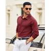 imageCOOFANDY Mens Knit Polo Sweater Long Sleeve Polo Collared Sweaters Hidden Button Casual Pullover SweaterWine Red