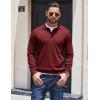 imageCOOFANDY Mens Knit Polo Sweater Long Sleeve Polo Collared Sweaters Hidden Button Casual Pullover SweaterWine Red