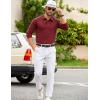 imageCOOFANDY Mens Knit Polo Sweater Long Sleeve Polo Collared Sweaters Hidden Button Casual Pullover SweaterWine Red