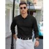 imageCOOFANDY Mens Knit Polo Sweater Long Sleeve Polos Lightweight Casual Dress Pullover SweatersBlack