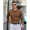 imageCOOFANDY Mens Knit Polo Sweater Long Sleeve Polos Lightweight Casual Dress Pullover SweatersBrown
