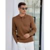 imageCOOFANDY Mens Knit Polo Sweater Long Sleeve Polos Lightweight Casual Dress Pullover SweatersBrown