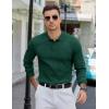 imageCOOFANDY Mens Knit Polo Sweater Long Sleeve Polos Lightweight Casual Dress Pullover SweatersDark Green
