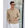 imageCOOFANDY Mens Knit Polo Sweater Long Sleeve Polos Lightweight Casual Dress Pullover SweatersKhaki