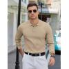 imageCOOFANDY Mens Knit Polo Sweater Long Sleeve Polos Lightweight Casual Dress Pullover SweatersKhaki