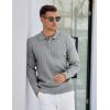 imageCOOFANDY Mens Knit Polo Sweater Long Sleeve Polos Lightweight Casual Dress Pullover SweatersLight Grey