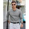 imageCOOFANDY Mens Knit Polo Sweater Long Sleeve Polos Lightweight Casual Dress Pullover SweatersLight Grey
