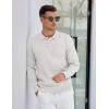 imageCOOFANDY Mens Knit Polo Sweater Long Sleeve Polos Lightweight Casual Dress Pullover SweatersWhite