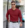 imageCOOFANDY Mens Knit Polo Sweater Long Sleeve Polos Lightweight Casual Dress Pullover SweatersWine Red